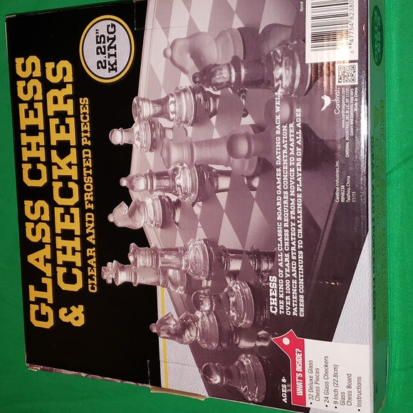 Cardinal Glass Chess and Checkers Board Game 2.25" King New Open Box - Picture 3 of 3